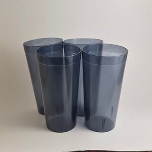 US Acrylic Smoke Blue Plastic Tumblers Set of 4 Stackable 20oz Drinking Glasses